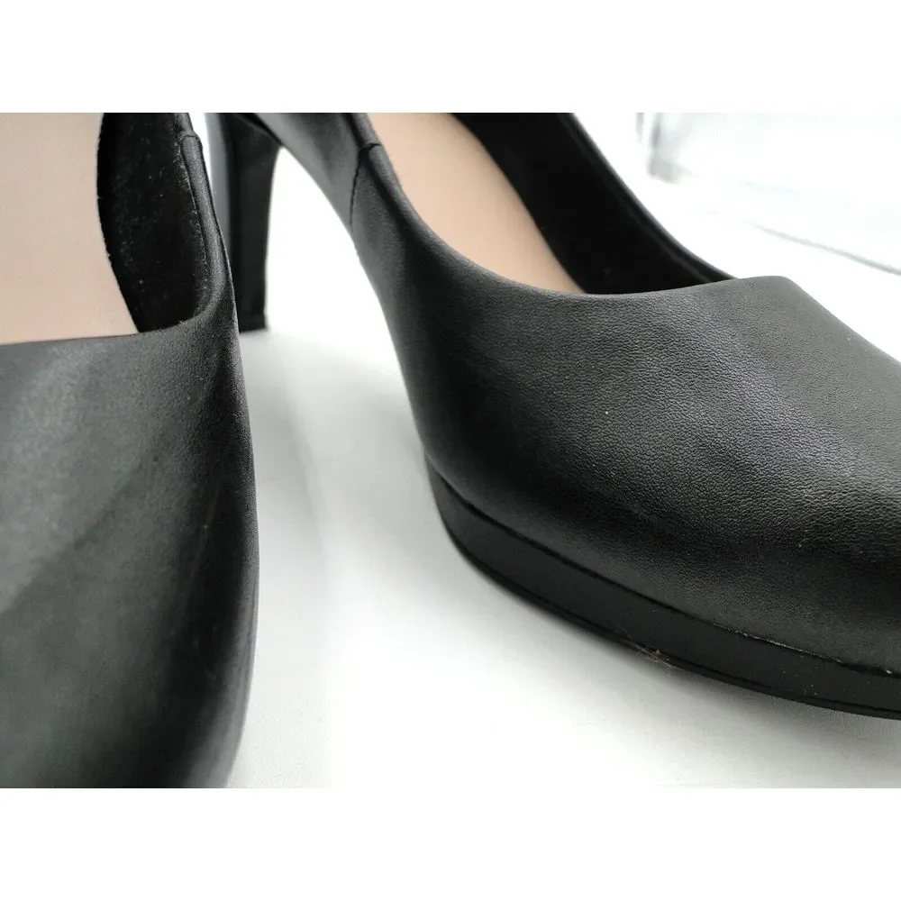 Clarks Adriel Viola Black Leather Platform Dress Shoes Pumps Heels Women's 9.5 M